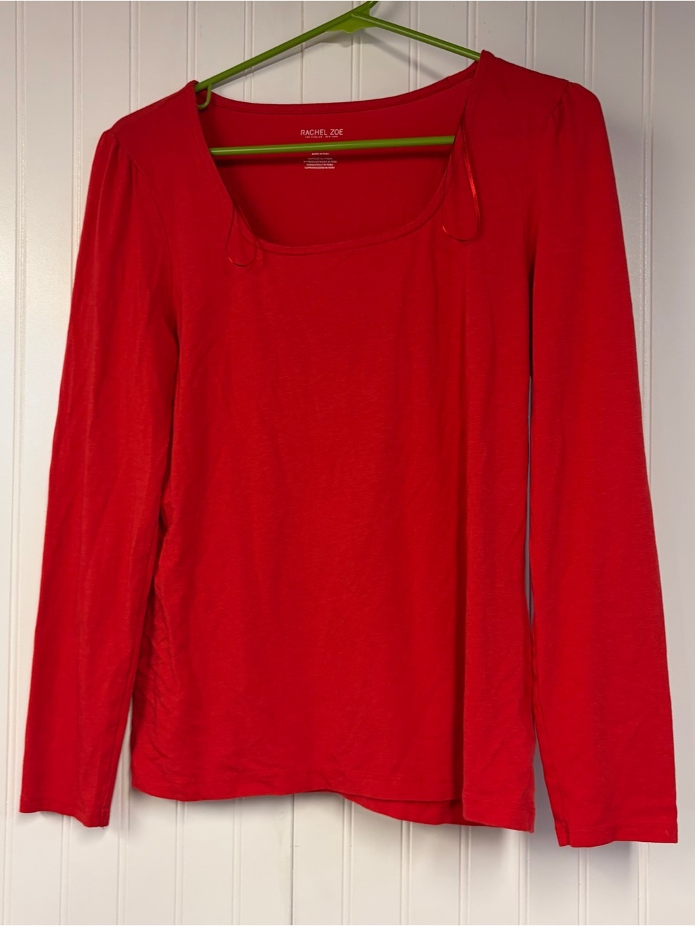 Rachel Zoe Red Long-Sleeve Scoop Neck Top Medium